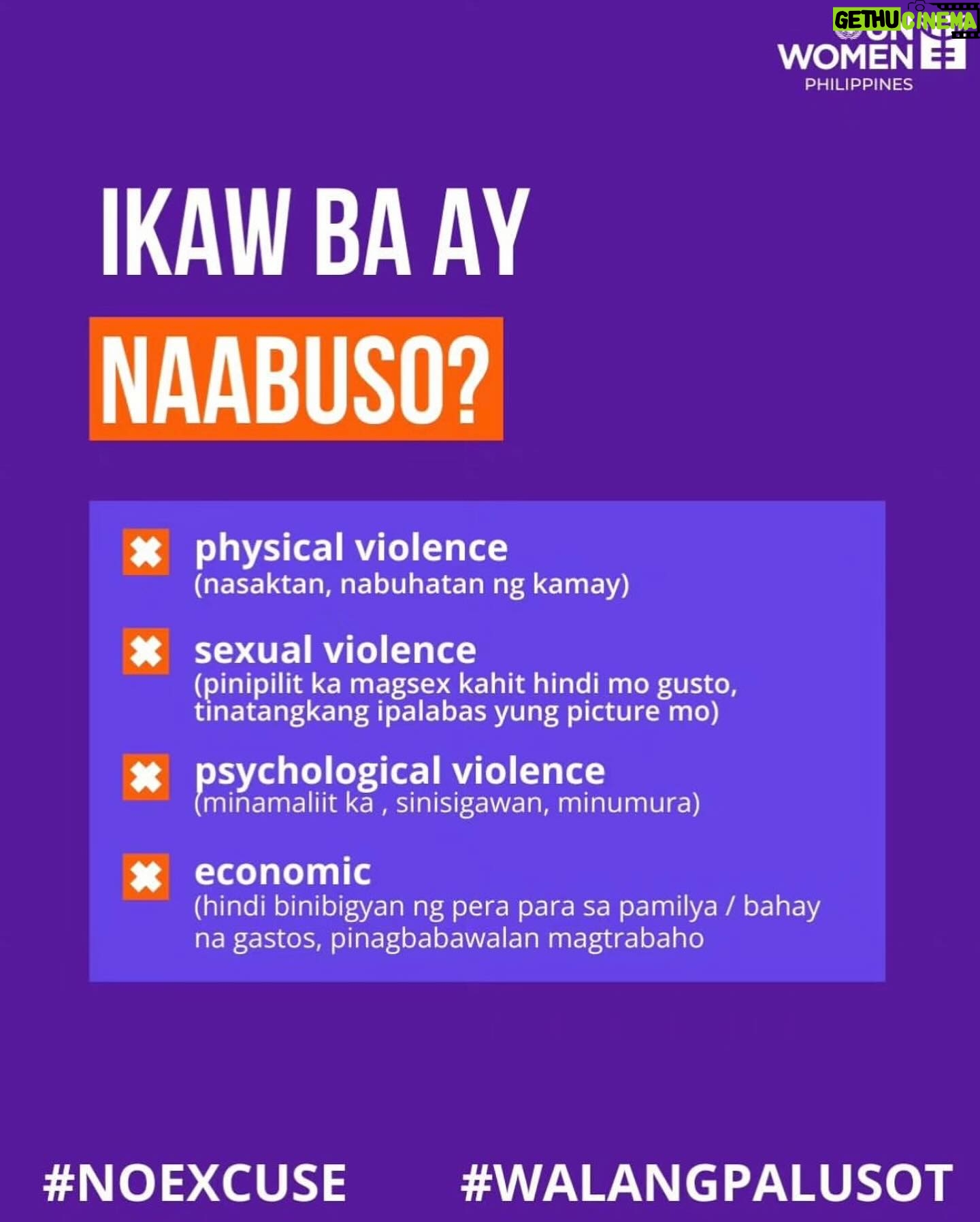 Iza Calzado Instagram - NO EXCUSES! ๐๐พ The chilling truth is that 1 in every 3 women experience violence in their lifetime. This comes in many forms: physical, sexual, psychological and economic. I stand with women across the globe as we cry for violence against women and children to stop. Let us protect ourselves and our children from gender based violence. Learn to speak up and ask for help. Join us as we continue to raise awareness around GBV. Share your photo and / or stories and be heard during the 16 days of activism to end gender based violence/ violence against women and children. Bastaโt sama sama, kaya natin ito! Laban!!! โ๐พ @unwomen @unwomenasia #UNWomenPH ๐ธ @niccolocosme #NoExcuse #WalangPalusot #BabaeMayLabanKa