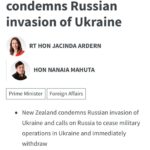Jacinda Ardern Instagram - The world needs to send a strong and clear message over Russia’s actions in Ukraine. New Zealand will implement a number of measures in response including: Introduce targeted travel bans against Russian Government officials and other individuals associated with the Russian invasion of Ukraine, in line with a number of our partners; Prohibit the export of goods to Russian military and security forces; and Suspend bilateral foreign ministry engagement until further notice. My heart goes out to the people of Ukraine. It didn’t have to be this way, and we have a duty to provide swift and ongoing condemnation of the actions that are putting their lives at risk.