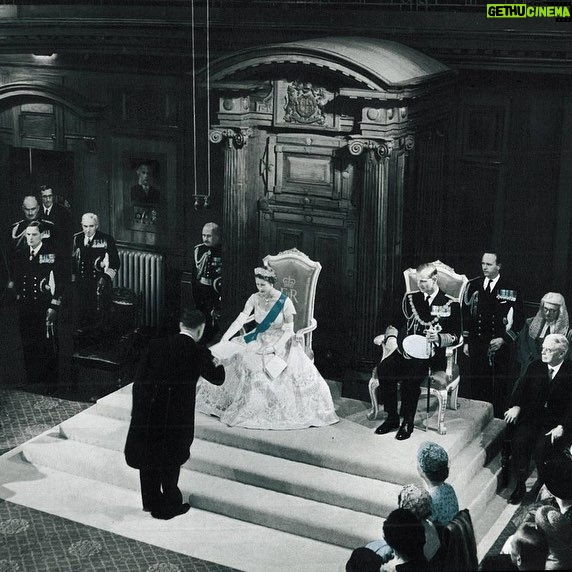 Jacinda Ardern Instagram - This weekend marks the celebration of the Queen’s Platinum Jubilee, a milestone we’re acknowledging here in New Zealand too. Since her coronation at just 25 years of age, the Queen has dedicated her life to public service, including to us here in Aotearoa. In fact she has visited New Zealand many times beginning in 1953 with her last visit in 2002. In my time in this role I’ve had the privilege to speak with Her Majesty several times, and on every occasion I’ve been struck by her intimate knowledge of our home, and her affection for it. In different parts of the world, people are marking the Queen's Jubilee year in different ways. We held a service in Wellington yesterday but we also have two projects that will mark this historic occasion. The track to Observation Rock from the settlement of Oban on Stewart Island/Rakiura, will be formally renamed the ‘Queen Elizabeth II Platinum Jubilee Path’ or the ‘Platinum Path’ for short! The Queen has also encouraged anyone who wants to mark the Jubilee to do so by planting trees, so to honour this, we are also embarking on a national tree planting project for 100,000 native trees across 14 native restoration projects around New Zealand. Two ways that we can say thank you for a remarkable 70 years of service. Photo credits: Gabrielle Dean - Queen Elizabeth II meeting the Stratford stationmaster, Jack Scott, on 8 January 1954. Dominion Post - The Queen in the Debating Chamber during her 1995 visit.
Parliamentary Collection, Morris Hill photograph - Her Majesty Queen Elizabeth II opening a session of the New Zealand Parliament on 12 January 1954.