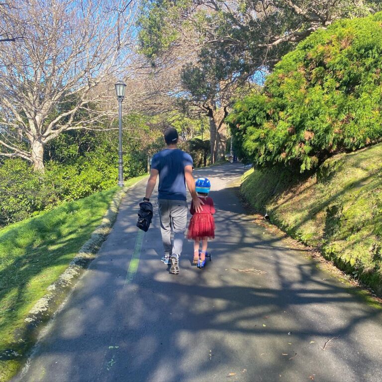 Jacinda Ardern Instagram - Happy Father’s Day! The dad in our house had to work today so he gets a rain check on breakfast in bed. Found this photo of a recent scooter outing in the meantime. The only thing better than a scooter ride for a four year old, is one where your dad pushes you up the hills. Lucky kid, and a lovely dad x