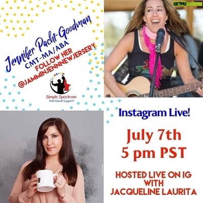 Jacqueline Laurita Instagram - Tune in for a very special live with my son Nicks favorite music therapist and my friend @jamminjennnewjersey (as seen on #rhonj ) on July 7th at 5 PM PST brought to you by @simplespectrumsupplement Has anyone tried the new fish oil yet? Would love feedback! Did you know most fish oils on the market contain soy?!! I had no idea! Well this one doesn’t! Most likely if the fish oil doesn’t say soy free it uses trace amounts😱 You guys all know how much I love Simple Spectrum’s all in one nutraceutical. It’s done so much for Nick. Now they have a new fish oil that goes great with the multivitamin! It’s flavored with monk fruit and tastes great. They spent a long time creating the perfect flavor because fish oil can be tough and was impossible to get Nick to take fish oils in the past due to taste but Nick loves this one! Only the highest quality ingredients. DHA, DPA and EPA have so many great benefits! Dr. Shay created such a wonderful product! Can’t wait to hear your honest feedback. 💙 As always, free of gluten, casein, added sugar, soy, binding agents, artificial colors, preservatives, GMOs and dairy! Jammin’ Jenn bio- Jennifer Pacht – Goodman Owner/Founder Jammin’ Jenn Music Therapy CMT-MA/ABA Therapist Founder and Owner of Jammin’ Jenn Music Therapy for Children, Jennifer Pacht – Goodman is a Certified Music Therapist in Watchung, New Jersey. She was Educated at The Boston Conservatory of Music and holds a Masters Degree in Music Therapy from NYU. She has performed all over the world as a singer and actress, but now devotes her professional life to enhancing the lives of children with special needs. Jenn is a seasoned music therapist having practiced for 18 years. At Jammin’ Jenn Music Therapy she is chief music therapist and oversees and supervises all music therapy programs carried out by her practice. Jenn is married to her husband and business partner. She has two wonderful kids Zachary 18, and Carly 14. She resides in Somerset County, New Jersey. 🎸🎶