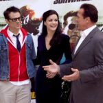 Jaimie Alexander Instagram - #TBT to promoting #TheLastStand with @schwarzenegger and @johnnyknoxville in #Italy (with a dash of blue velvet)💥 We all had such a fun time making this film. 🤩 #action #stunt #goodtimes