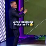 Jamie Carragher Instagram – @23_carra thought he was going to have to buy a new screen for the studio 🤣

#UCLToday