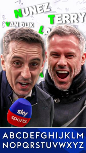 Jamie Carragher Instagram - The Alphabet Challenge! Can @23_carra and @gneville2 name a Chelsea or Liverpool player for every letter of the alphabet, from A-Z? 🤓🔤