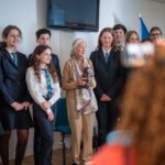 Jane Goodall Instagram - 🌟 Jane's global 90th birthday tour continues! Just last week in Prague, Dr. Goodall met with students, representatives, and teachers from five different schools, hosted by @ecp_prague. 🐸 Here, you see a student group sharing about their impactful frog restoration project. They also gifted Jane a charming paper frog model. She loved it so much, that it's currently keeping her stuffed monkey, Mr. H, company in Jane's hotel room! Stay tuned for more stories from Jane on the road. (#DidYouKnow: She travels at least 300 days a year to spread her message of hope?) 🌍 📷 Mikhail Bobchinetskiy . . . #JaneGoodall #JaneGoodallInstitute #JGI #WildlifeConservation #Community #Prague #Education #Conservation #Frogs #FrogConservation