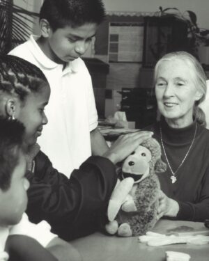 Jane Goodall Instagram - Have you met Mr. H? 🐒 This monkey plushy has been with Jane on many adventures — including when she was named a @unitednations Messenger of Peace (last slide)!

Mr. H was given to Jane by Gary Haun (slide 2), a man who lost his eyesight at 21 years old, who pursued his dreams of being a magician despite the challenges of working in a field known for visual techniques. As Jane often shares, Gary initially thought he was giving her a chimpanzee plushy, until she had him feel that Mr. H had a tail (chimpanzees and other great apes don’t have tails, but monkeys do). 

Jane was deeply inspired by Gary’s story, and so she decided to carry Mr. H as a symbol of the indomitable human spirit — one of her four main reasons for hope! 

📸 credits:
Video: JGI
Image 1: Roger Kyler
Image 2: Roy Borghouts
Image 3: Michael Collopy
Image 4: UN Dept of Public Information

Alt Text
Slide 1: Video of Dr. Jane Goodall in a sunlit room holding a monkey plushie and answering the question “What is the story behind the plush toy monkey you’re holding”
Slide 2: A photo of Jane with Gary Haun, who is wearing sunglasses and a magician’s hat, both holding Mr. H in between them. 
Slide 3: photo of Jane at a podium holding up Mr. H to the audience with one hand presenting his tail.
Slide 4: A photo of Jane with children who are petting Mr. H, because as Jane says, the inspiration rubs off. 
Slide 5: A photo of Jane and former UN Secretary-General Kofi Annan at her appointment ceremony as a United Nations Messenger of Peace in 2002 with Mr. H in between them. 

#MrH #Magician #JaneGoodall #JaneGoodallInstitute #JaneAt90 #Hope #HopeIntoAction #Education #StoryTime #Plushy #TravelCompanion #UN #MessengerOfPeace