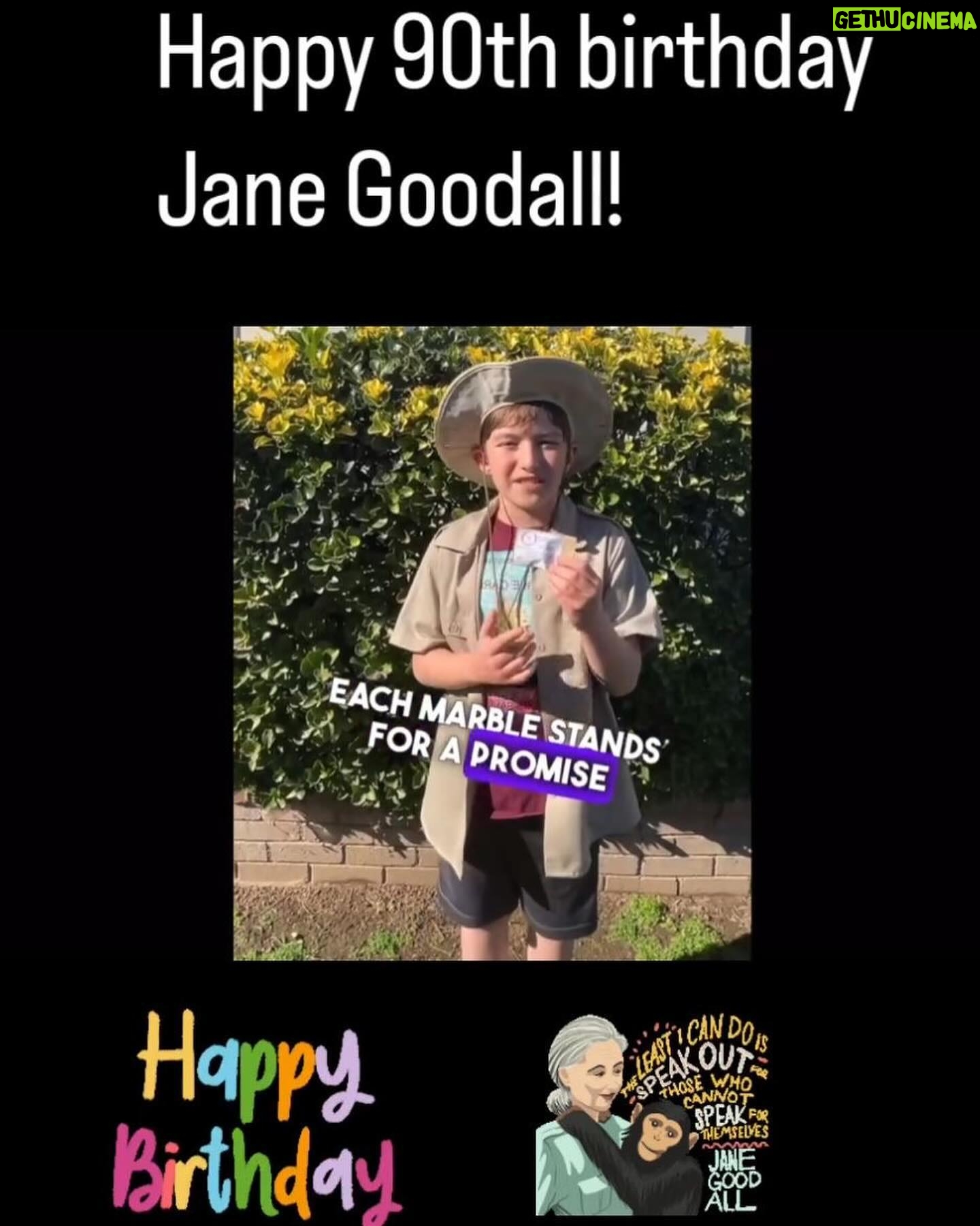 Jane Goodall Instagram - 🎉 Did you know we’re celebrating Jane’s 90th birthday all year round? Jane is continuing her #birthday tour worldwide, and we’re keeping the party going with #GoodAllDay, our campaign to celebrate Jane with an act of kindness, big or small. 🌍 Let’s keep spreading kindness, making a positive impact, and embodying Jane’s values of compassion and empathy every single day. As Jane always says, together we can make the world a better place... one good deed at a time! 💚 Check out these #GoodAllDay inspo from earlier this month and shout out to @rootsandshoots for supporting some of these change-makers! Slide 1: Courtesy of Cosmic Pictures and Science North, Jane assisting with tree planting Slide 2: @eckerdreducesingleuse Eckerd College’s Reducing Single Use Team who ran a campus cleanup as well as collecting marine debris along their local coastline Slide 3: @thomas_dc_debonne whose R&S group is implementing marbles of kindness project! Slide 4: @justinsfrogproject who planted 90 trees for the occasion Slide 5: @miss.emerson.rose who put together birthday kits for kids in need Slide 6: @savethesunriseglossies who shared backyard initiatives to collectively make a difference Slide 7: @conserv.action who will be sharing 90 ideas to take action to better your community and beyond (available on earth day!)