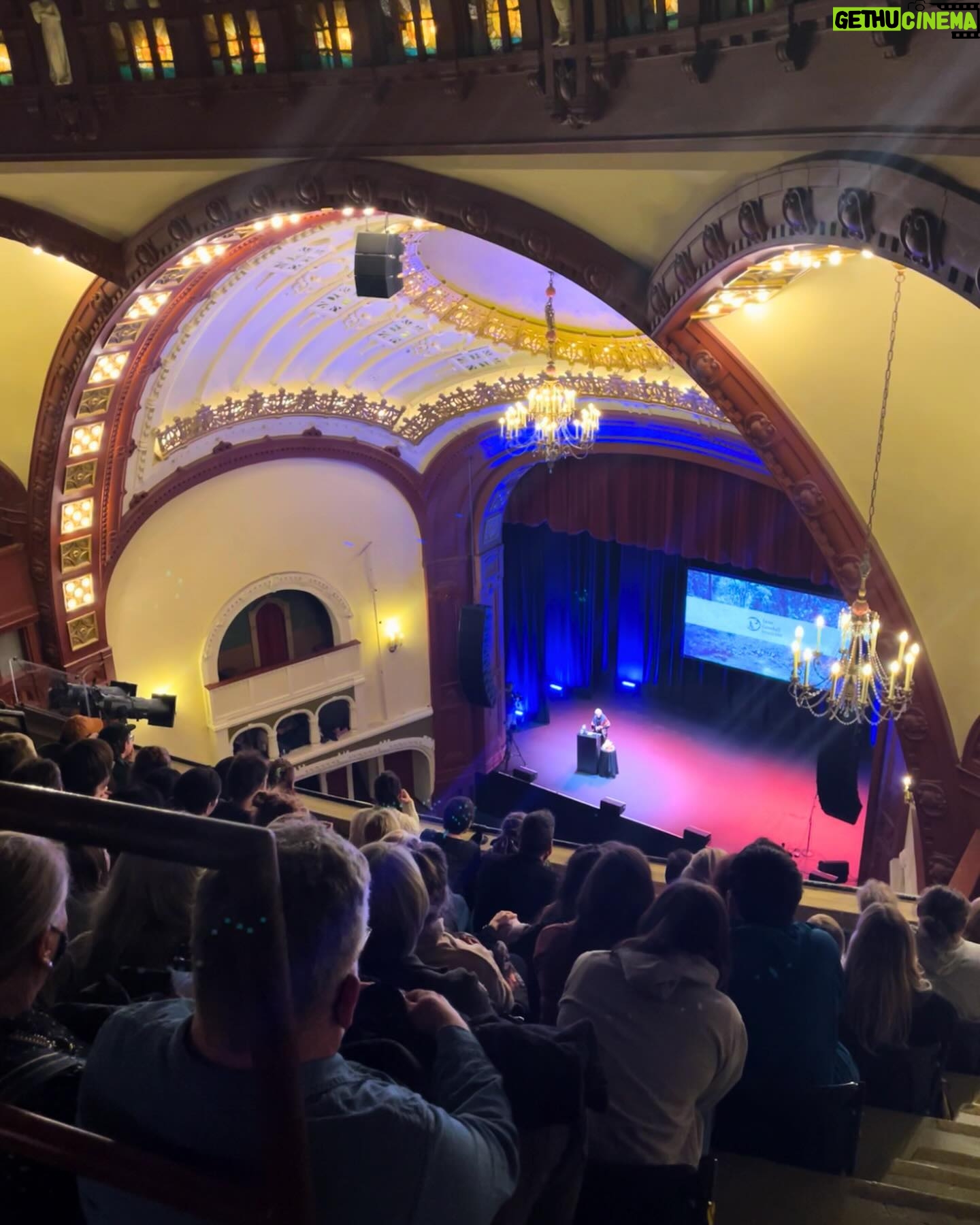 Jane Goodall Instagram - “If you’ve heard this story before, well that’s too bad,” Dr. Jane Goodall said with a twinkle in her eye to a packed auditorium at Seattle’s Moore Theater. Dr. Goodall went on to explain that in indigenous American tribes, stories are often told over and over again, becoming a source of comfort and familiar knowledge. She expressed her appreciation for this tradition and joked that if anyone in the audience didn’t like it, “too bad,” as she would be sharing her familiar stories tonight and throughout her tour — she’s currently traveling the world in celebration of her 90th birthday. As Jane tells us, stories create a sense of community and connection to each other. This humorous anecdote from Jane was a powerful reminder that stories have the ability to transcend time and culture, bringing people together and providing comfort and inspiration. Did you catch Jane live in Seattle, at the Beacon Theater in NYC, or at another tour event? Share your favorite stories in our comment section so we can connect within our own JGI community! 📷 Alyssa Rasp/MSGE, Jim Bennett, JGI/Sylvie Alt Text Slide 1: Jane speaking to the packed auditorium of the Beacon Theater in NYC. Slide 2: Jane jogging a few steps out onto the stage towards the podium where Mr. H, her stuffed monkey companion, is already placed. Slide 3: Photo of the marquee of the Moore Theater in Seattle with Jane Goodall presented. Underneath, there is a long line of audience members awaiting entrance to the theater that is wrapped around the building. Slide 4: A photo of a birthday edition Mr. H (holding a birthday cake instead of his usual yellow banana) in front of the stage at the Moore Theater. Slide 5: A photo of a packed house in the Moore Theater with Jane speaking onstage. @beacontheatre @stgpresents #JaneAt90 #JaneGoodall #JaneGoodallInstitute #ConservationHeroes #Birthday #90thBirthday #Conservation #CommunityConservation #Volunteer #Activism #TakeBoldAction #BoldAction #Hope #HopeIntoAction