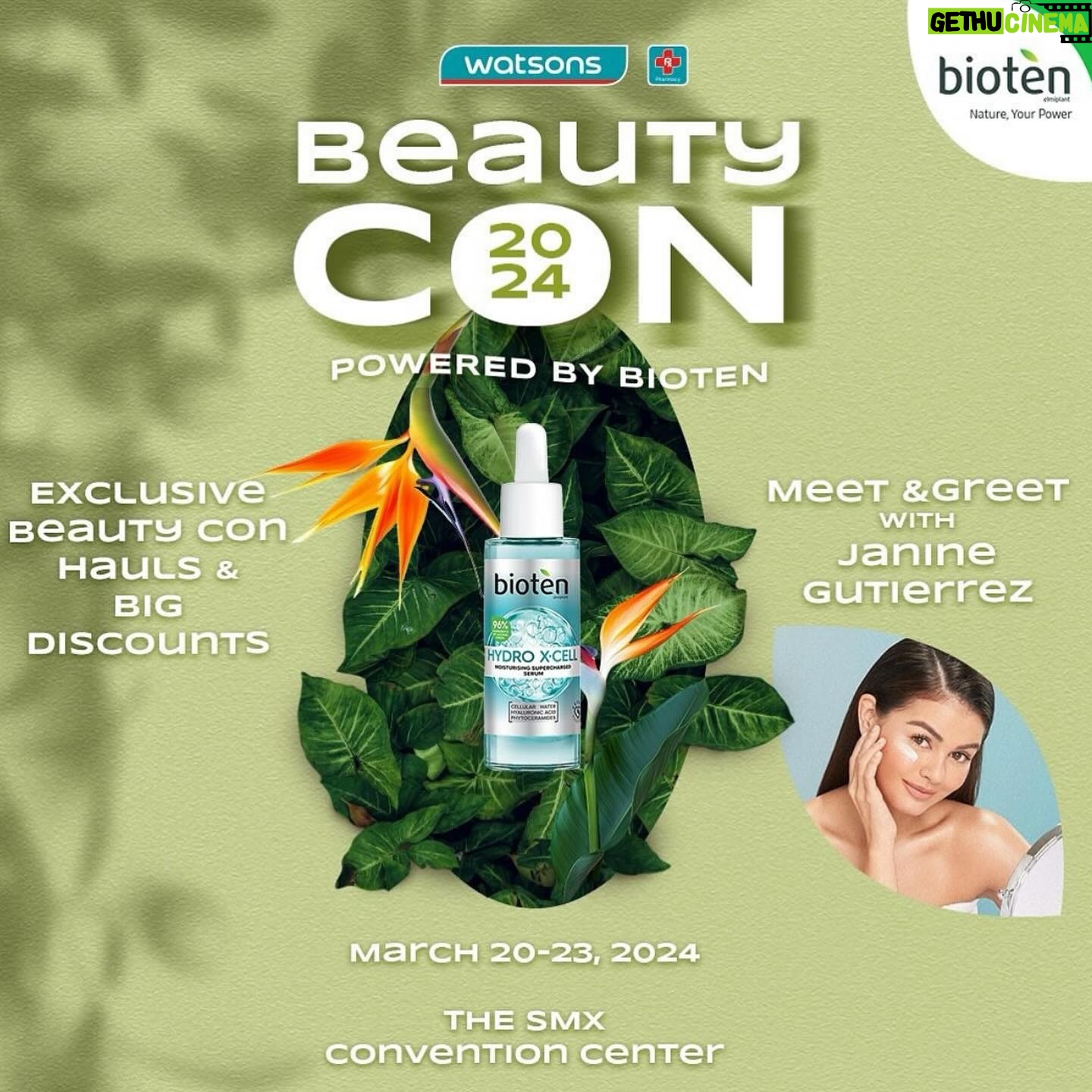 Janine Gutierrez Instagram - summer skin 🌞🌞🌞 calling all beauty & skin girls & boys!! stock up on your @biotenphilippines #HydroXCell essentials at the @watsonsph beautycon!! swipe to see more or click the meet-up highlight in my stories see me see me see you there! 🤍🗓️