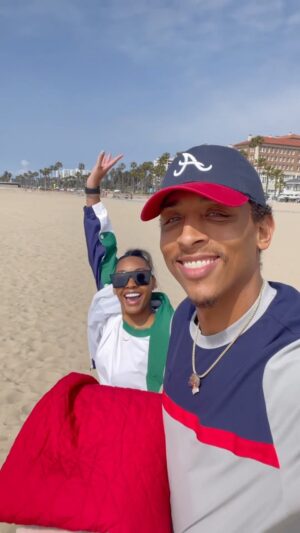 Jasmine Luv Instagram - Cheers to Year Two 🥂 I love you more than any word could say. You’re my biggest blessing and I’m so grateful to be able to experience this life with you. There’s no question that God hand delivered you to me and I’ll forever be grateful. 
Happy Anniversary to my lover, confidant and best friend. I Love You ❤️♾️ (Puma outfit from @juneambrose line)
