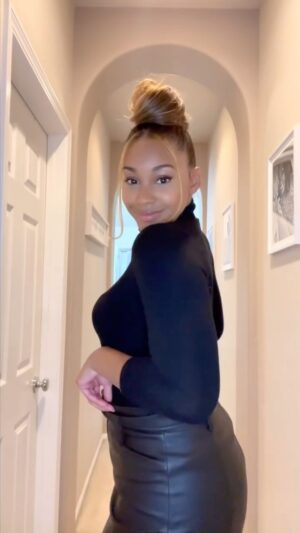 Jasmine Luv Instagram - Get ready with me for an event/date night 🔥 As much as I try to stay away from all black, I just can’t help it 😩…it’s my favorite. What do y’all think? 
Shirt: @zara 
Skirt: @forever21 
Stockings: @hm 
Earrings & shoes: @aldo_shoes 
#GRWM #fashion #zara #h&m #forever21