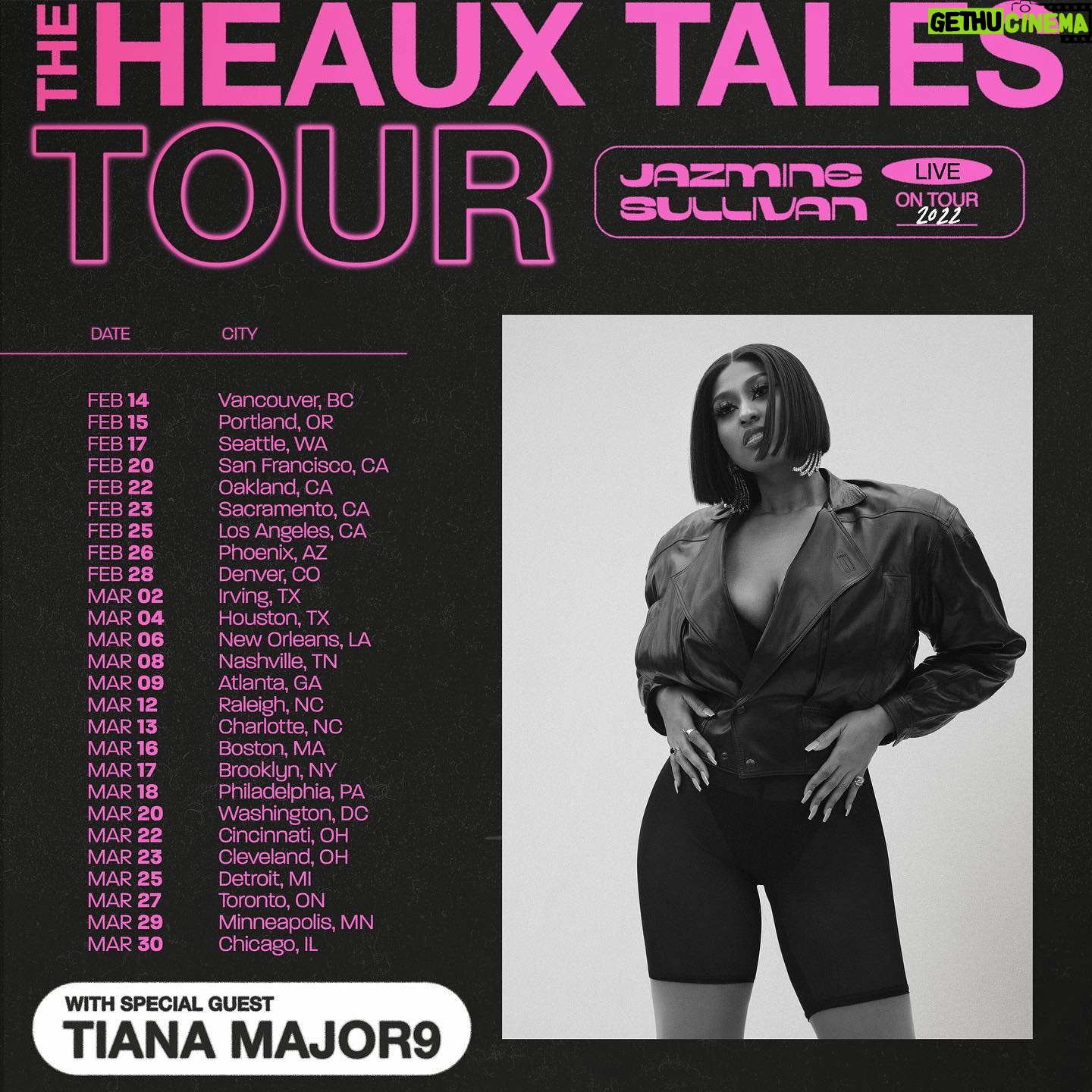 Jazmine Sullivan Instagram - Happy to announce @tianamajor9 is coming on the road with me for the Heaux Tales Tour! Hey gurl 😘