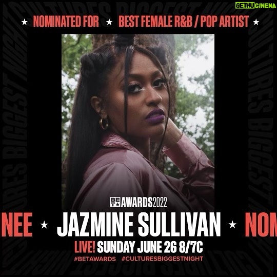 Jazmine Sullivan Instagram - Thank you @betawards and congrats to all the other amazing nominees! 🖤