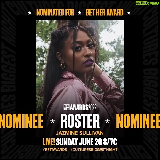 Jazmine Sullivan Instagram - Thank you @betawards and congrats to all the other amazing nominees! 🖤