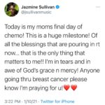 Jazmine Sullivan Instagram - I didn’t know whether to share this or not... but this is my heart! For anyone who’s sent me messages asking abt how she’s doing.. we’re doing great! Still in the fight but not where we used to be. All cancers are a journey but I feel in my heart we’re on the otherside! Prayers for everybody in whatever stage you’re in. Ur not alone!❤️