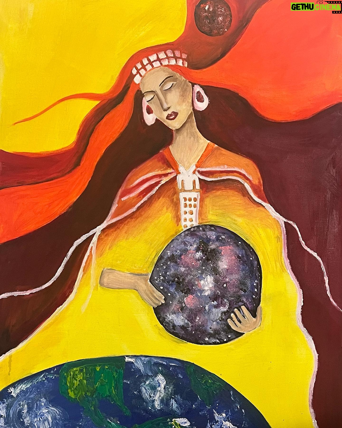 Jazz Jennings Instagram - Space Shaman / Divine Motherhood🪐✨☄️ — Painting by me!🧡❤️🧡