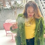 Jemima Kirke Instagram - I fucked Oscar the Grouch and all I got was this lousy coat. He said I was pretty. In a trashy kinda way. PS I’ve decided to continue smoking as an act of radical acceptance that looks are ephemeral. I’ll be hanging out at the finish line, cigarette in hand, ready to compare laugh lines. Mine will be deeper than yours. (Shirt by me. DM for price. 🫖☕️)