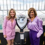 Jenna Bush Hager Instagram - We lit the city up! Happy anniversary @hodakotb @hodaandjenna 💗💜