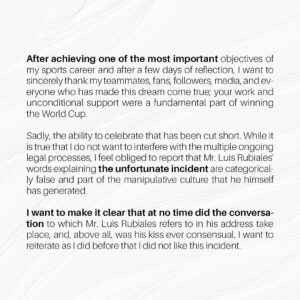 Jennifer Hermoso Instagram - Official Statement. August 25th, 2023 @jennihermoso