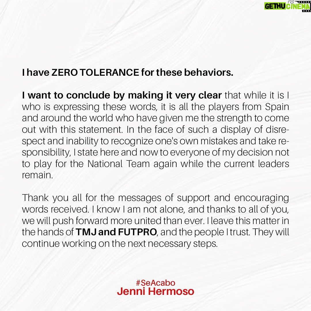 Jennifer Hermoso - 257.6K Likes - Official Statement. August 25th, 2023 @jennihermoso