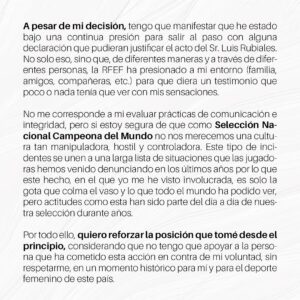 Jennifer Hermoso Instagram - Comunicado Oficial. Agosto 25, 2023. @jennihermoso