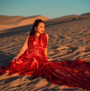 Jennifer Messina Instagram - When the sky lights up red to paint a sunset of gold 

So fun working with @jennifercmessina over the weekend and looking forward to many more creative adventures 🤍

A huge thank you to @las_vegas_dress for the gorgeous gowns! Go check her out 😎

#photographer
#californiaphotographer 
#arizonaphotographer 
#photographersofinstagram 
#glamis 
#glamisdunes 
#portraitphotography 
#lasvegasdress 
#influencer 
#artist 
#photographyart 
#flyerdress 
#desertvibes