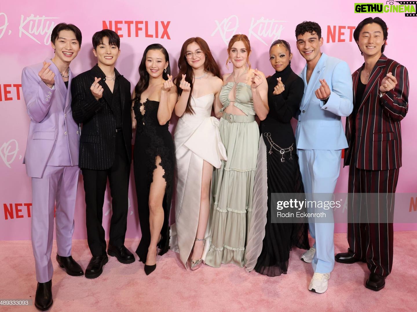 Jenny Han Instagram - When my #xokitty co-showrunner @saschagrothchild and I called the cast to tell them we weren't going to make it to the premiere because of the writers strike, Sang Heon said it felt like he was about to go to the prom, and he wasn't going to get to hug his parents goodbye. ðŸ˜Cue waterworks from me! I worried over this decision for weeks-- missing not just the premiere but all the press and the junket too. Sitting down for interview after interview for the first time is intimidating for anyone, but doing it in a language that is not your own is extremely difficult. I wanted to be by my Korean cast's side and watch over them every step of the way. But looking at them all on the red carpet last night, watching their interviews, seeing them shine so bright-- they didn't need me at all. They did just fine without me. Better than fine. Amazing. And I couldn't be prouder of them. I definitely cried. And I definitely teared up when I saw @ncentineo and @annacathcart on the red carpet. Noah, you'll always have my heart for that. Thank you for showing up to support our girl on her big night. And now I am crying again! 😠To the beautiful cast of XO, Kitty: I can’t wait for the world to fall in love with you. Okay, now I’m off to the picket lines fr!