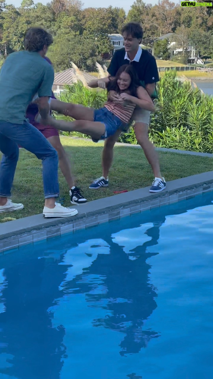 Jenny Han Instagram - Last Belly flop of the summer and yes Sean did get kicked in the head but he lived to tell the tale!