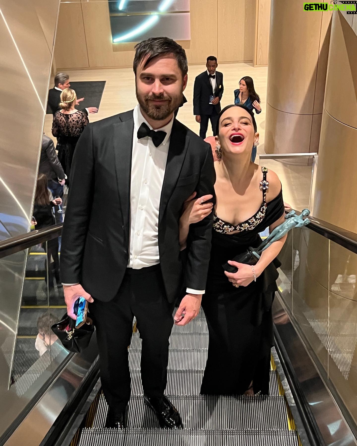 Jenny Slate - 38.6K Likes - @sagawards were a dream! @everythingeverywheremovie thank you for having me in your sweet family Styling @mrmontyjackson Makeup @kirinstagram Hair @mararoszak Thank you for this gown @zuhairmuradofficial and @jimmychoo shoes!