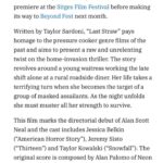Jessica Belkin Instagram – I can finally share some news about our film LAST STRAW🍴

We just had our world premiere at @sitgesfestival in Spain over the strike, as well as at @beyondfest, @austinfilmfest @morbidofest & more.

Shot this in Catskills, New York, our team worked overnight shoots 6pm-6am every night, & it was an amazing time. I absolutely loved working with everyone on this set and am so grateful for the cast and crew. one of my favorite experiences working. Thank you Alan, Taylor, Cole, Phil, Sam, Andrey, Dane & Dan for letting me take on this role. I’ve grown a lot with Nancy Osborne. ❤️🔪& to my team, i love you.