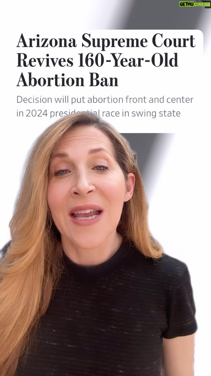 Jessica Yellin Instagram - Arizona Court Bans and Criminalizes Abortion The Arizona Supreme Court today banned and criminalized abortion in the state and ruled that life begins at conception based on a centuries old abortion law. How did we get here? After Roe v wade was overturned Arizona passed a 15 week abortion ban. It was challenged in court with some arguing that the original 1864 ban should be enforced instead. Today the justices agreed. The justices wrote: “Physicians are now on notice that all abortions, except those necessary to save a woman’s life, are illegal.” The justices gave a lower court two weeks to weigh in. Without further action, the near-total ban goes into effect in 14 days. #womenshealth #arizona In the video I get into larger implications – for contraception, pregnant women and the November election. Comment your thoughts.