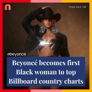 Jessica Yellin Instagram - BEYONCÉ TOPS COUNTRY CHARTS
@beyonce made history this week as the first Black woman to top Billboard’s Hot Country Songs chart with her single “Texas Hold ‘Em.” Her other new release, “16 Carriages,” is number 9 on the chart.

Beyoncé is also one of only two women solo artists to debut singles at number 1 on the country charts (the other is Taylor Swift, naturally). And Beyoncé is the first woman to top both the country and R&B/hip-hop charts since they were established in 1958. Is there anything she can’t do?

Both new singles are from her new album which drops in March. The new album’s title has yet to be released, but Beyoncé has referred to it as “Act II” of her 2022 album Renaissance.