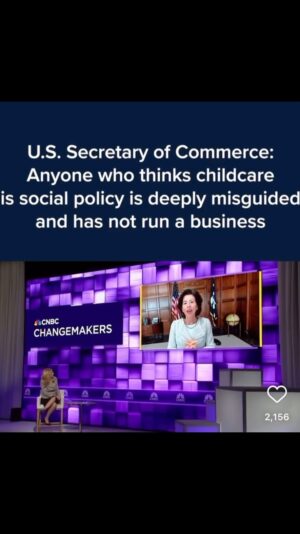 Jessica Yellin Instagram - Huge props to @juliaboorstin and @secraimondo @cnbc #cnbcchangemakersfor putting this issue front and center.  Hard to believe it needs this much explanation in 2024 but…it does.

Here Gina  Raimondo, U.S. Secretary of Commerce, pushed for CHIPS Act funding for semiconductor plants to be tied to plans from CEOs to provide employees access to child-care services.

Raimondo said at CNBC’s inaugural Changemakers Summit on Thursday in New York that any person, politician, CEO or otherwise, who says child-care policy is social policy is “deeply misguided.”

Jessica Chang, founder and CEO of Upwards, which provides access to child-care benefits and services to Amazon, the U.S. Army and other corporate and government clients, pointed in a separate Changemakers’ session to a recent Boston Consulting Group study that reports the return on investment from child care has been measured at between 90% and 425%.

Note: she’s not saying businesses need to provide child care. Nor is this an economy wide mandate. Her dept is giving away billions to massive companies that make semiconductors, and she’s saying it you’re benefiting from all this public $$, your company needs to have plans in place that allow women workers to excel there too, 

Per CNBC: Raimondo, who is overseeing a Commerce Department budget that has ballooned from a historical average of $10 billion to $150 billion. 

Raimondo noted that half of Americans live in a “child care desert,” with not enough services available at a cost that is affordable.

“I’m trying to raise my voice that this is a commercial issue, not just a women’s issue or social issue,” said Raimondo, who will host a Commerce Department child care summit in June.

#cnbc #ginaraimondo #commerce #juliaboorstin