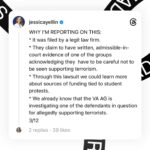 Jessica Yellin Instagram – A new lawsuit alleges that groups helping to organize and fund some of the student protests have ties to Hamas. 

Please read the whole carousel for context and more information. There is no allegation that student protesters are aware of any such ties. And any of these claims would have to be proven in court. I link to the lawsuit in stories. 

Going forward I will share public comment from the groups implicated by and named in the lawsuit. 

The lawsuit has far more detail than I shared here. Please read the lawsuit – it’s available to the public, filed in U.S. district Court for the Eastern District of Columbia. It’s filed by a highly reputable lawfirm. 

#####