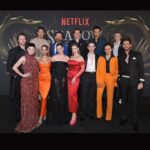 Jessie Mei Li Instagram - We’ve been bzzzzzy 🐝 season 2 press and premiere! Now this lil sensitive kitty gotta go to bed for a while…. Big kisses for @hollyevawhite @samuelpaulartist @maisonvalentino for making me look and feel like a bad bitch 🖤 ~ look at my gorgeous wives, WOMEN, the incredible s&b cast, our creators and their crows, press day lewks, and ofc missing the man himself @archierenaux3 🏹 repping the Mal buzzcut in your absence! Thank you every one for such a joyful night - not long now til March 16th 😈 xxxx