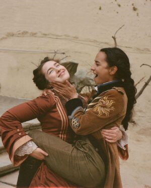 Jessie Mei Li Instagram - Bts from ep8 ☀️💛🥵 (let’s take a minute to appreciate tiny @amitasuman_ holding me on one leg)