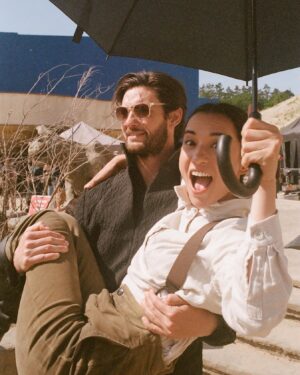 Jessie Mei Li Instagram - Bts from ep8 ☀️💛🥵 (let’s take a minute to appreciate tiny @amitasuman_ holding me on one leg)