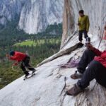 Jimmy Chin Instagram - If you’re looking for climbing beta or valley gossip, head to the bridge below El Cap. ⁣ Second photo: Good times on a rainy day… ⁣ Yosemite Valley, California. Circa 2010. ⁣ Shot on assignment for @natgeo