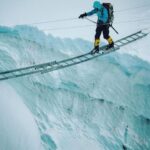 Jimmy Chin Instagram - Two ways to cross a crevasse, with @kitdski Khumbu Icefall, Western Cwm, Everest.