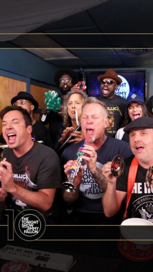 Jimmy Fallon Instagram - Jimmy, @metallica, and @theroots perform “Enter Sandman” with Classroom Instruments! #Tonight10 

#FallonTonight #FallonFlashback