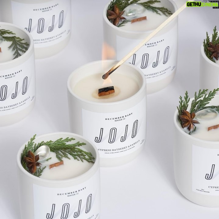 JoJo Instagram - I love how much you love our candles 🤍 Back by popular demand, a very smöl number of our cypress bayberry vanilla candle ☺️ one of my favorite scent combinations ever. Order today to receive it before Christmas 🤍 link is in my story for a limited time. xx