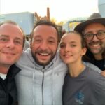 Jodie Comer Instagram - Such mixed emotions.... Ecstatic to have finished this movie given the circumstances, yet beyond sad to say goodbye to the most wonderful people. Many of them not pictured here but these 3 were trouble, the best kind! Thank you so much to the entire cast and crew. THE LAST DUEL ❤️