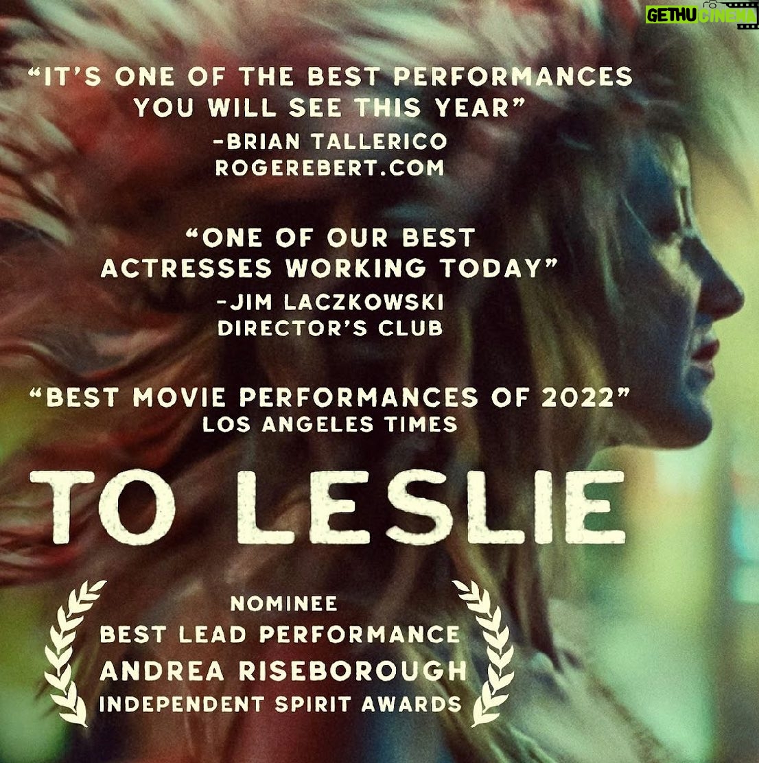 Jodie Comer Instagram - Do whatever you can to see this film! TO LESLIE has so much heart and is led by the incomparable @andreariseborough. I don’t think I’ve ever seen someone disappear into a character as seamlessly as she does. Utterly fearless! ❤️ GO GO GO!