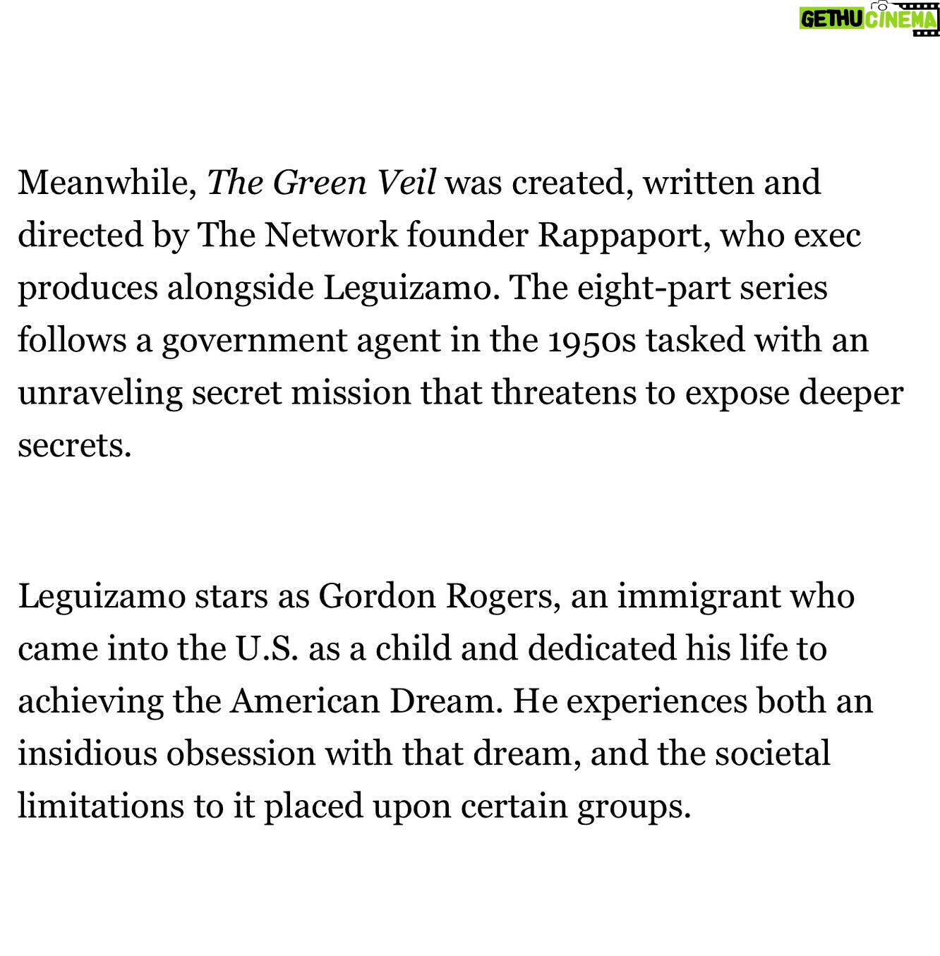 John Leguizamo Instagram - Check out the fantastic and free new streamer THE NETWORK, with curated content! My new show GREEN VEIL is airing on Tuesdays.