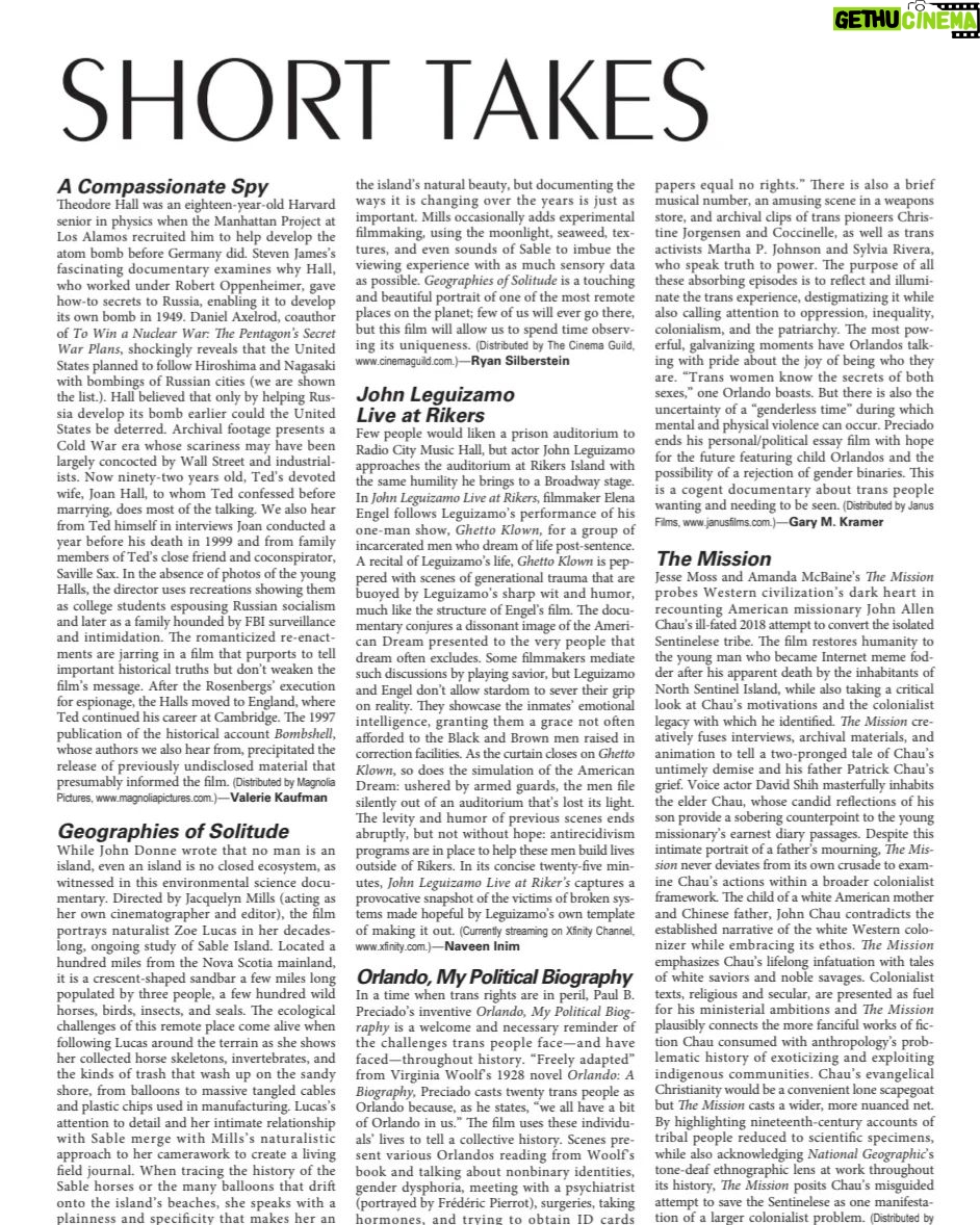 John Leguizamo Instagram - Check out this review of John Leguizamo Live at Rikers in the Winter issue of Cineaste Magazine 👊🏽Nobody wants to do documentaries on the prison system. It’s impossible to get support, let alone funding. But this subject is a big part of America that needs to be reformed! I’m going to try to Impress you with our press! with our Winning Four BEST SHORT DOCUMENTARY Film Festival Awards: Indie Shorts Awards Cannes/Hollywood Shorts Festival/Harlem International Film Festival/ the Official Latino Film Festival and our 23 times as official selection at festivals this last year and half. World Premiere at Tribeca yadda yadda 🤣🙈❤️