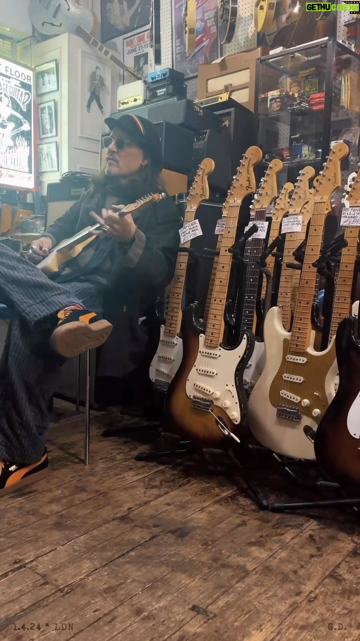 Johnny Depp - 468.2K Likes - Earlier this year, I got a chance to sneak into an amazing wonderland of guitars at @newkingsroadvintageguitars
I’m pretty sure I might have bought a couple of unique beauties, I’m a sucker for a vintage instrument… it’s my only true vice!!!
All love and respect,
JD X.