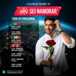 Jonathan Nemer Instagram - ESTÁ CHEGANDOOOO!!! Mais uma turnê internacional, começando com Portugal, indo pra Irlanda e depois Canadá! Tem algum amigo ou parente nesses países? Já marca eles nos comentários! Faltou algum país pra essa turnê passar? Qual? Escreva aí pra gente ver PRÓXIMOS SHOWS: 20/04 Salvador/BA ESGOTADO 22/04 Recife/PE 23/04 São Luis/MA 24/04 Campinas/SP 30/04 Lisboa/PORTUGAL 01/05 Porto/PORTUGAL 05/05 Dublin/IRLANDA 14/05 Ipatinga/MG 15/05 Governador Valadares/MG 16/05 Uberlândia/MG 17/05 Betim/MG 18/05 Belo Horizonte/MG 20/05 Mauá/SP 21/05 Santos/SP 22/05 Barueri/SP 31/05 Montreal/CANADÁ 03/06 Toronto/CANADÁ 05/06 Vancouver/CANADÁ 09/06 Calgary/CANADÁ 12/06 Brasília/DF 13/06 Goiânia/GO 14/06 Jataí/GO 16/06 São José dos Campos/SP 17/06 São José do Rio Preto/SP 18/06 Araçatuba/SP 19/06 Rio de Janeiro/RJ 20/06 Natal/RN 24/06 Londrina/PR 25/06 Maringá/PR 26/06 Ponta Grossa/PR 27/06 Curitiba/PR 29/06 Itajaí/SC 30/06 São José/SC 01/07 Joinville/SC 02/07 Porto Alegre/RS 03/07 Umuarama/PR 04/07 Cascavel/PR 05/07 Foz do Iguaçu/PR 10/07 Rondonópolis/MT 11/07 Cuiabá/MT 12/07 Porto Velho/RO 13/07 Manaus/AM INGRESSOS: jonathannemer.com.br