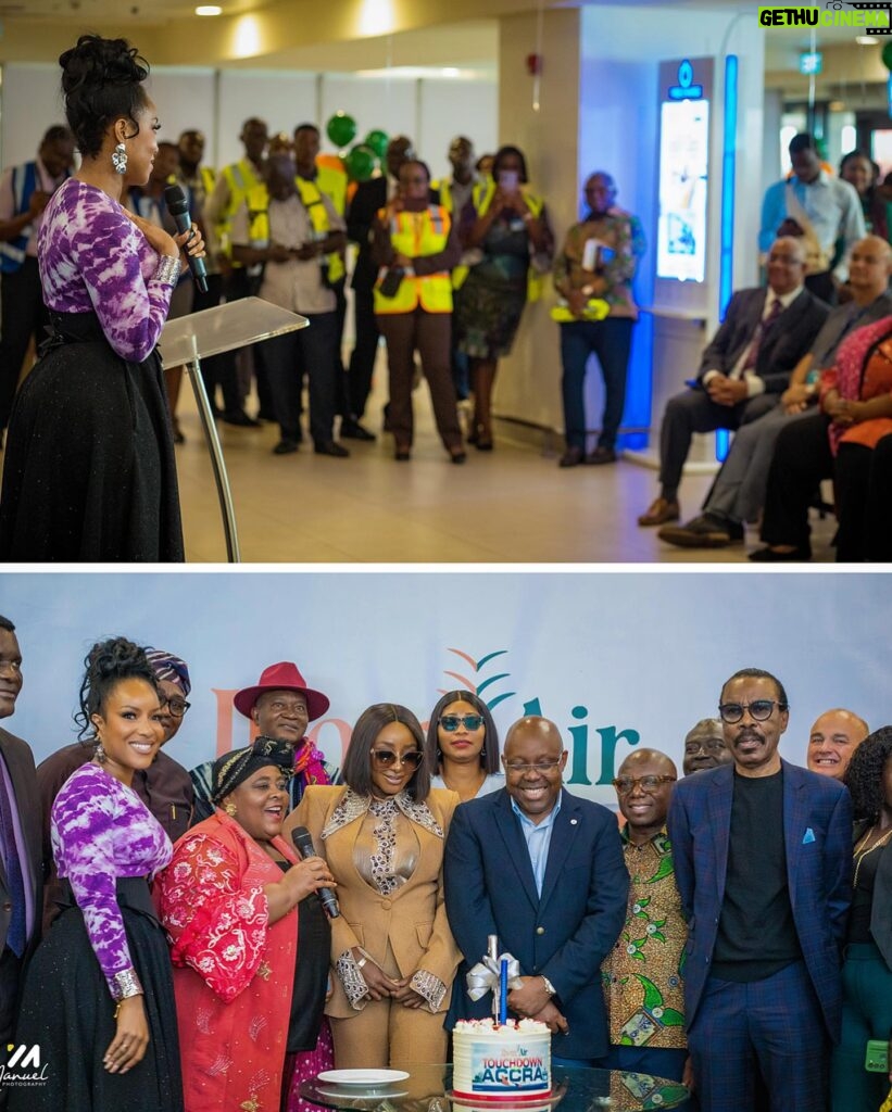 Joselyn Dumas Instagram - Thrilled to have IBOM AIR join the ties that bind Ghana & Nigeria and to foster development across both countries in trade and more. Thanks to Akwa Ibom State for championing this and Congratulations!! @ibomairlines 💐🧡💚 AKWAABA -Welcome to Ghana 🇬🇭. FLY IBOM AIR Outfit: @duabaserwa thanks for this stunning outfit 👌🏾❤️ Make-Up: @denni_makeover 😘 Hair: @oh_my_hairr Photography: @manuelphotography_official