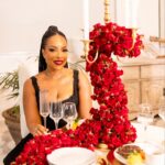 Joselyn Dumas Instagram - Guess who’s coming to dinner tonight ? ❤️😝😘 thank you @orchideaflowers 🌹 the beautiful floral arrangement was everything!!! #love Photography @bahsoun Makeup @denni_makeover Dress @epiphani_official