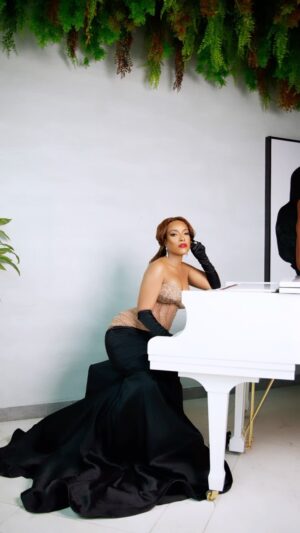 Joselyn Dumas Instagram - I walk with God the father walk with God the Son walk with God the Spirit…I no dey walk alone!!! 🙏🏾
.
Beautiful Gown by @epiphani_official